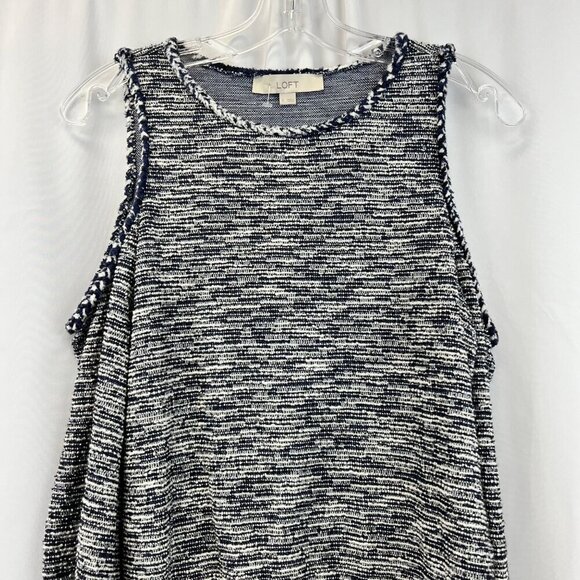 Loft Women’s Cold Shoulder Long Sleeve Marled Sweater Navy/White Size Small - Picture 2 of 8